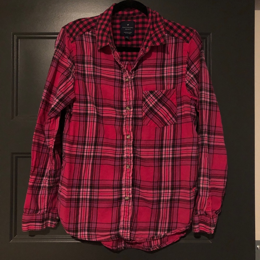 American Eagle Cotton PlaidFlannel Long Sleeve Top